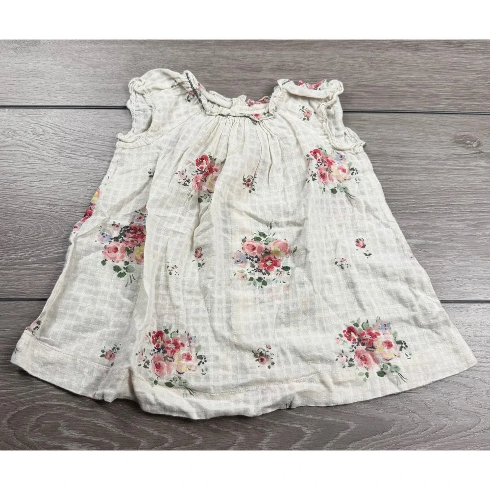 Bonpoint Girls Dress Floral Cotton Gauze Cream 12m